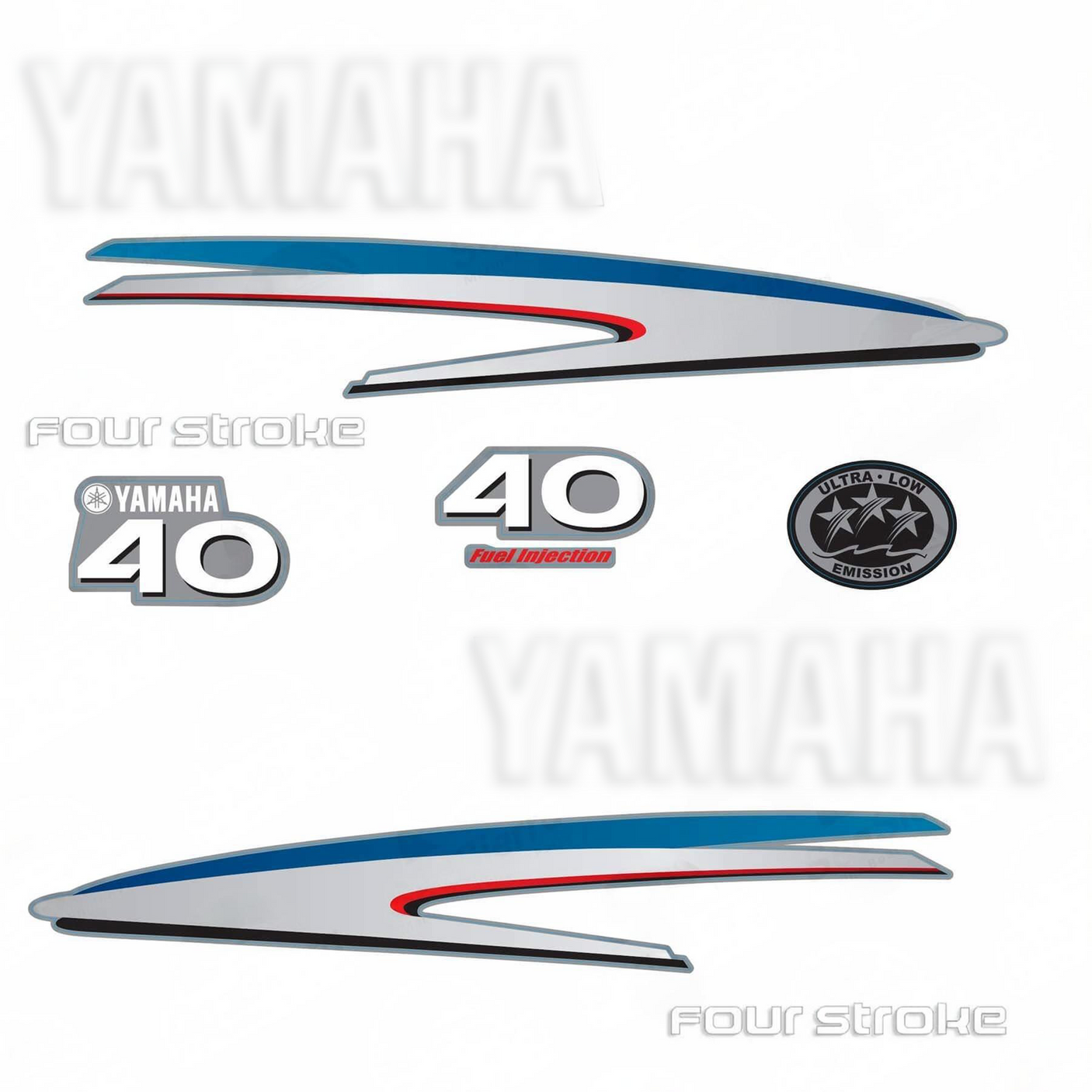 Outboard Decal Set – Fits Yamaha 40HP 2-Stroke & 4-Stroke Engines (Replaces OEM Parts)