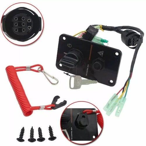 Ignition Key Switch Panel – Fits Yamaha Outboard 2-stroke 4-stroke (Replaces 704-82570-08-00, 704-82570-12-00, 704-82570-01-00)