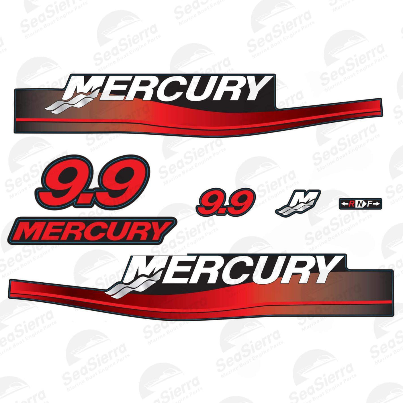 Decal Set – Fits Mercury/Mariner 9.9 HP 2-Stroke (Replaces 12836A00, 37-12836A96, 37-12836A94)