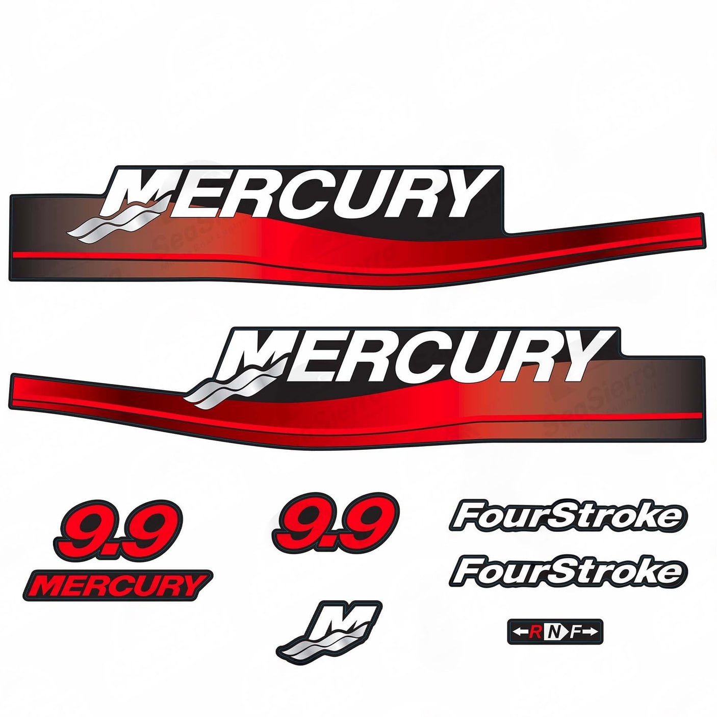 Decal Set – Fits Mercury 9.9 HP 2-Stroke 1999-2006 (Replaces 12836A00, 37-12836A96, 37-12836A94)