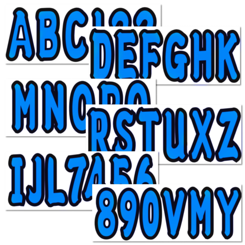 4 Sets of 3" Marine Boat Blue Sticker Decals A-Z Letters & 0-9 Numbers for Yachts & Personal Watercraft Waterproof Anti-Scratch