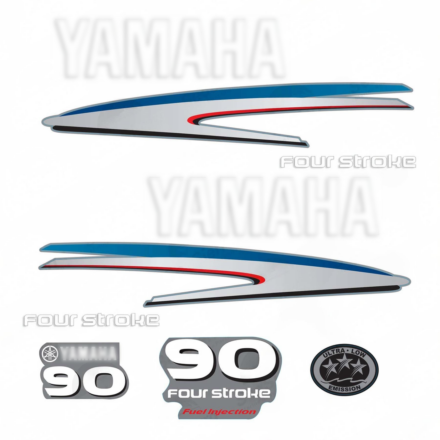 Outboard Motor Decal Sticker Kit – Fits Yamaha 90HP 4-Stroke (Replaces OEM Graphics)