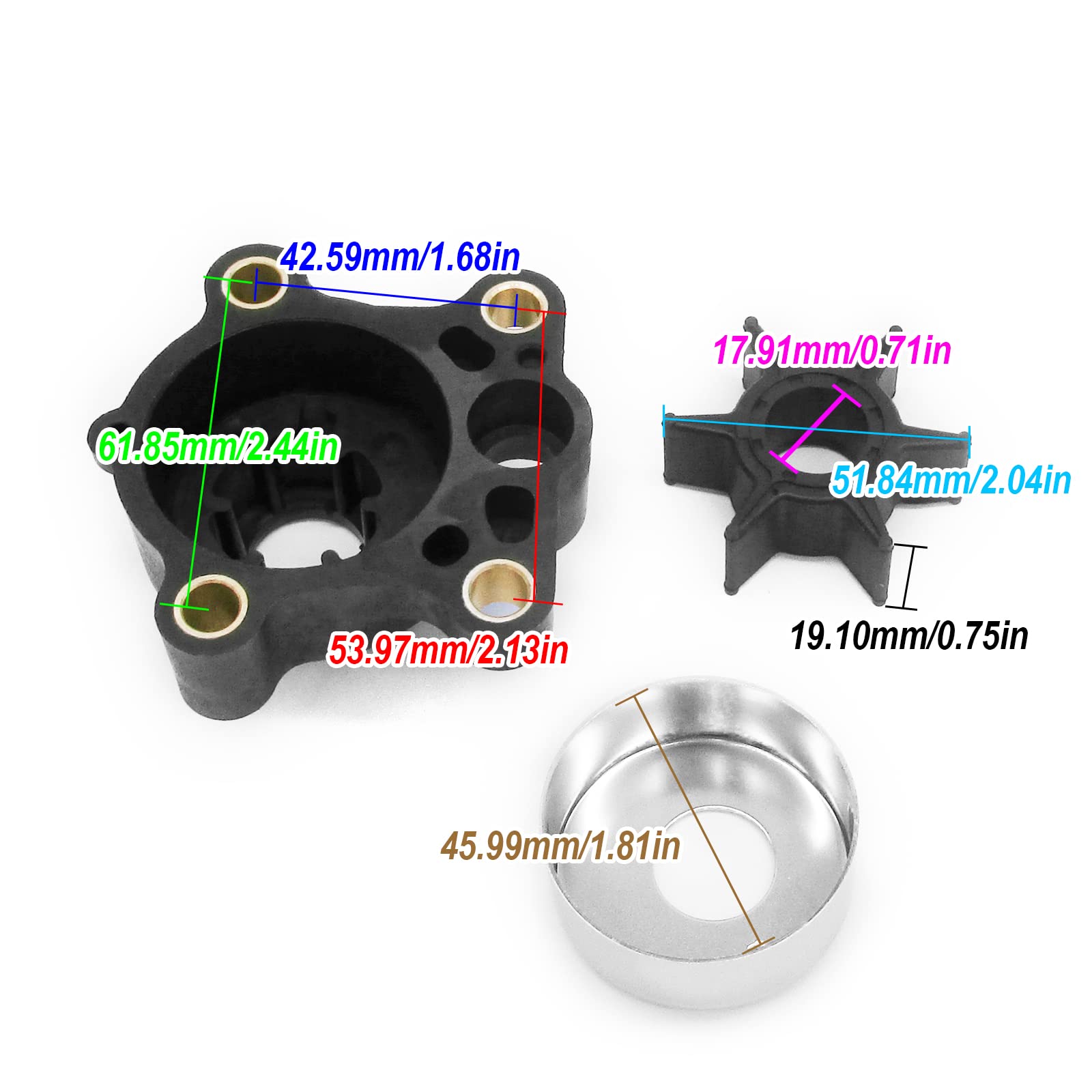 18-3425 Water Pump Impeller Kit for Yamaha 25, 40, 50 HP C25, P50, Pro50 2-Stroke | SeaSierra