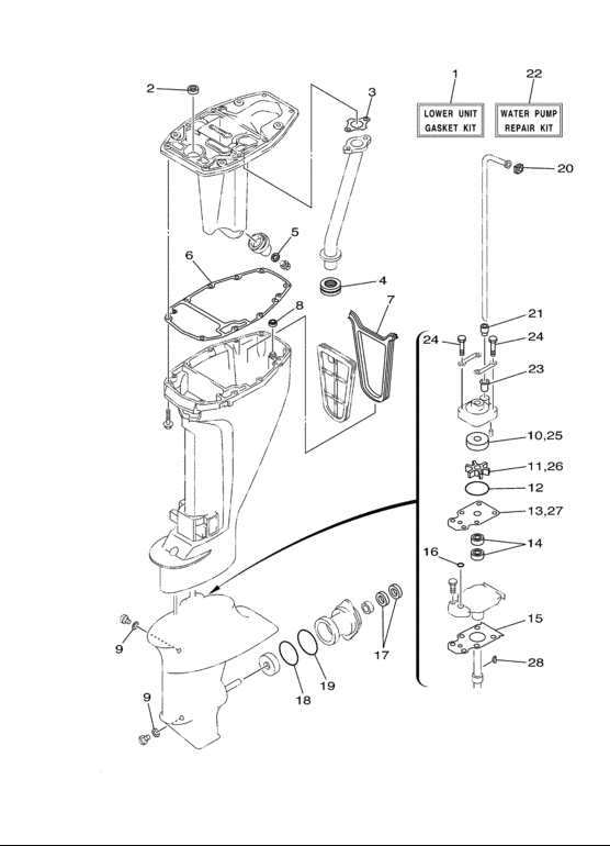 18-3412 Water Pump Kit with Housing for Yamaha F15, 15hp, 9.9hp 4-Stroke Outboard Engines | SeaSierra