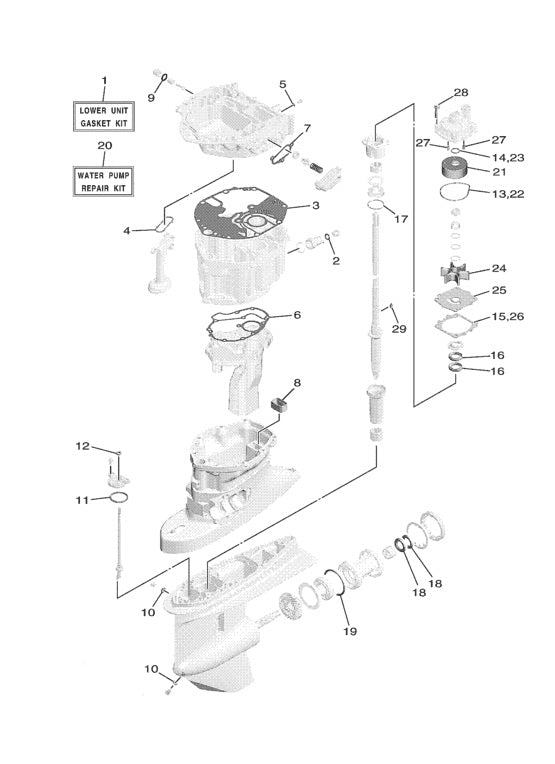 18-3442 68V-W0078-00-00 Water Pump Repair Kit Replacement for Yamaha Marine Outboard Engine 75/90/115 HP (F75B, F90B, F115, LF115, VF115) | SeaSierra