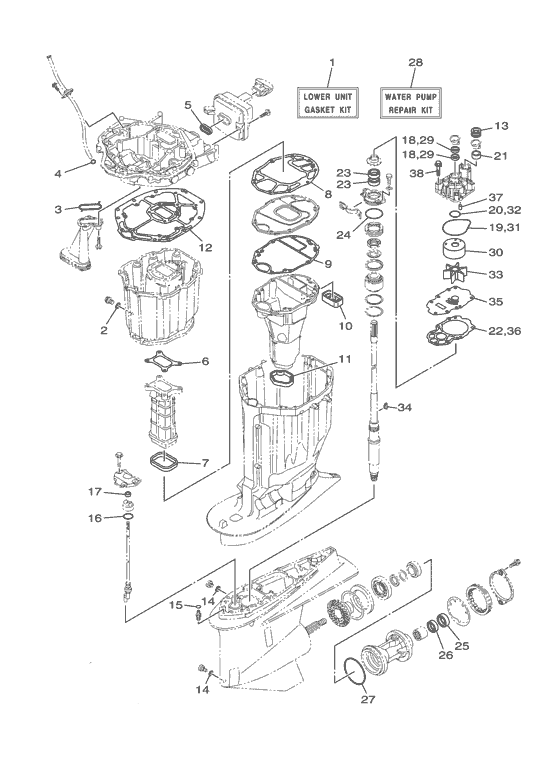 6CE-W0078-00-00 Water Pump Kit for Yamaha F225A, LF225A, F225B, LF225B, F250A, LF250A, F250B, LF250B, F300, LF300, FL300 (4.2L) | SeaSierra