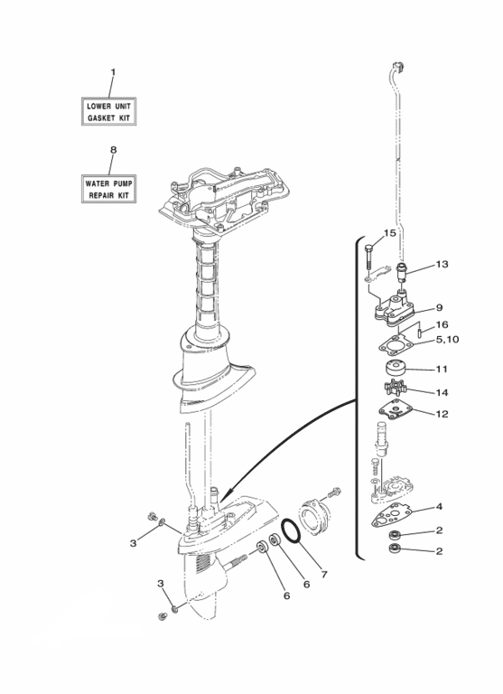 6EE-W0078-00-00 Water Pump Kit for Yamaha F4, F6 (2009-2020) | SeaSierra